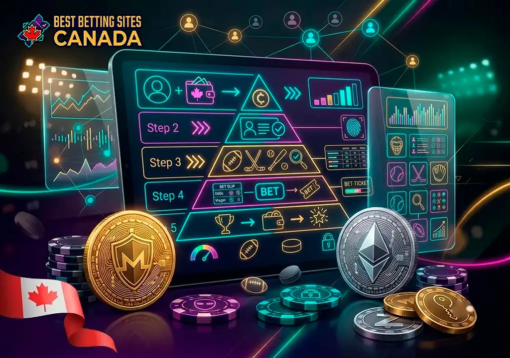 Step by step guide to betting on sports with cryptocurrency in Canada.